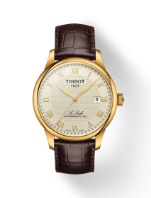 Front view of the watch Tissot Le Locle Powermatic 80 with shadow