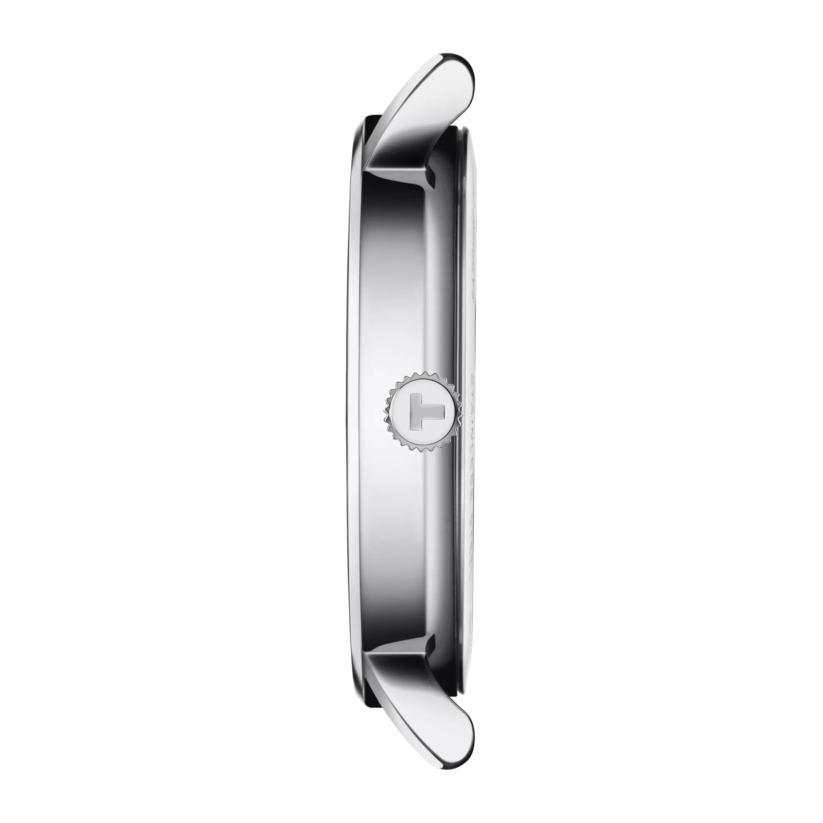 Profile view of the watch case Tissot Everytime 34mm