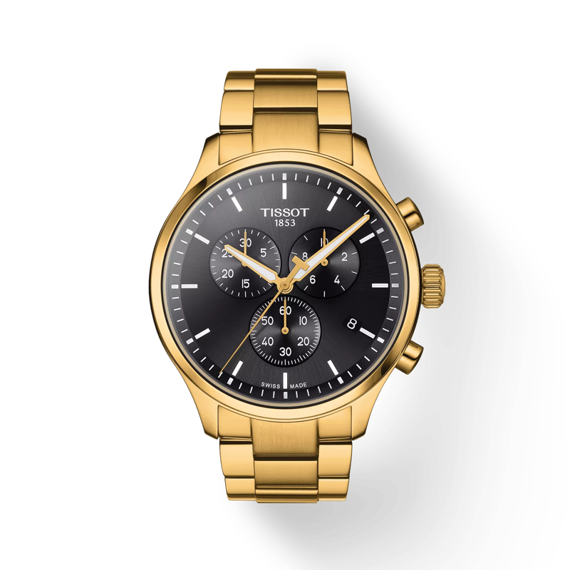 Front view of the watch Tissot Chrono XL Classic with shadow