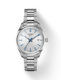 Front view of the watch Tissot PR 100 Jungfraubahn Quartz 34mm with shadow