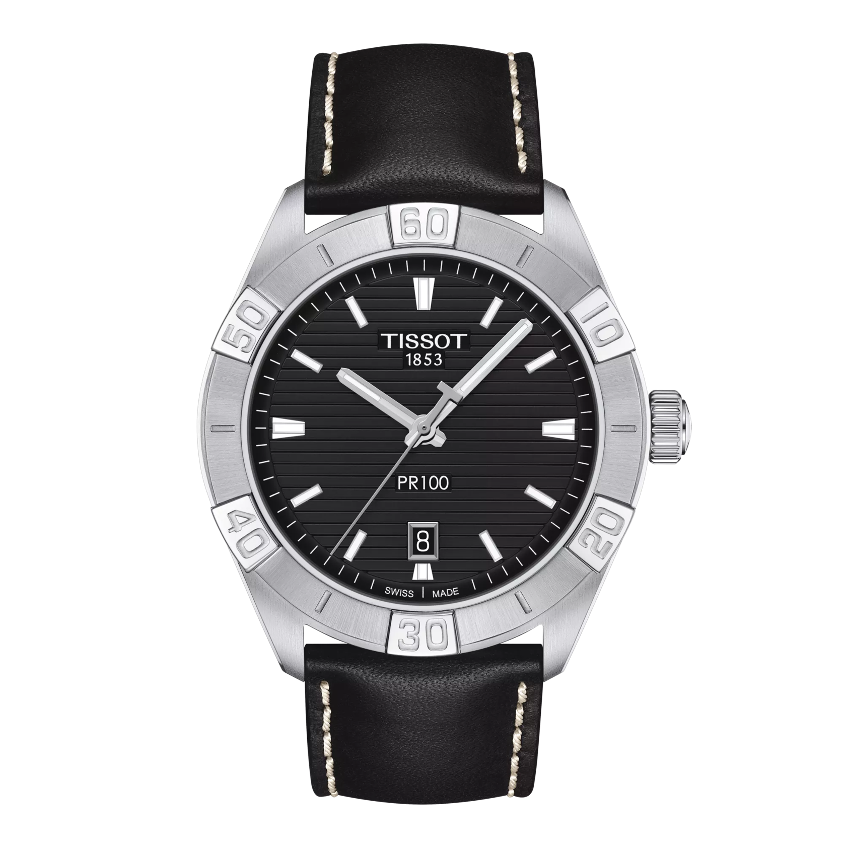 Front view of the watch Tissot PR 100 Sport Gent
