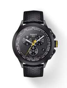 Front view of the watch Tissot T-Race Cycling Tour de France  2022 Special Edition with shadow