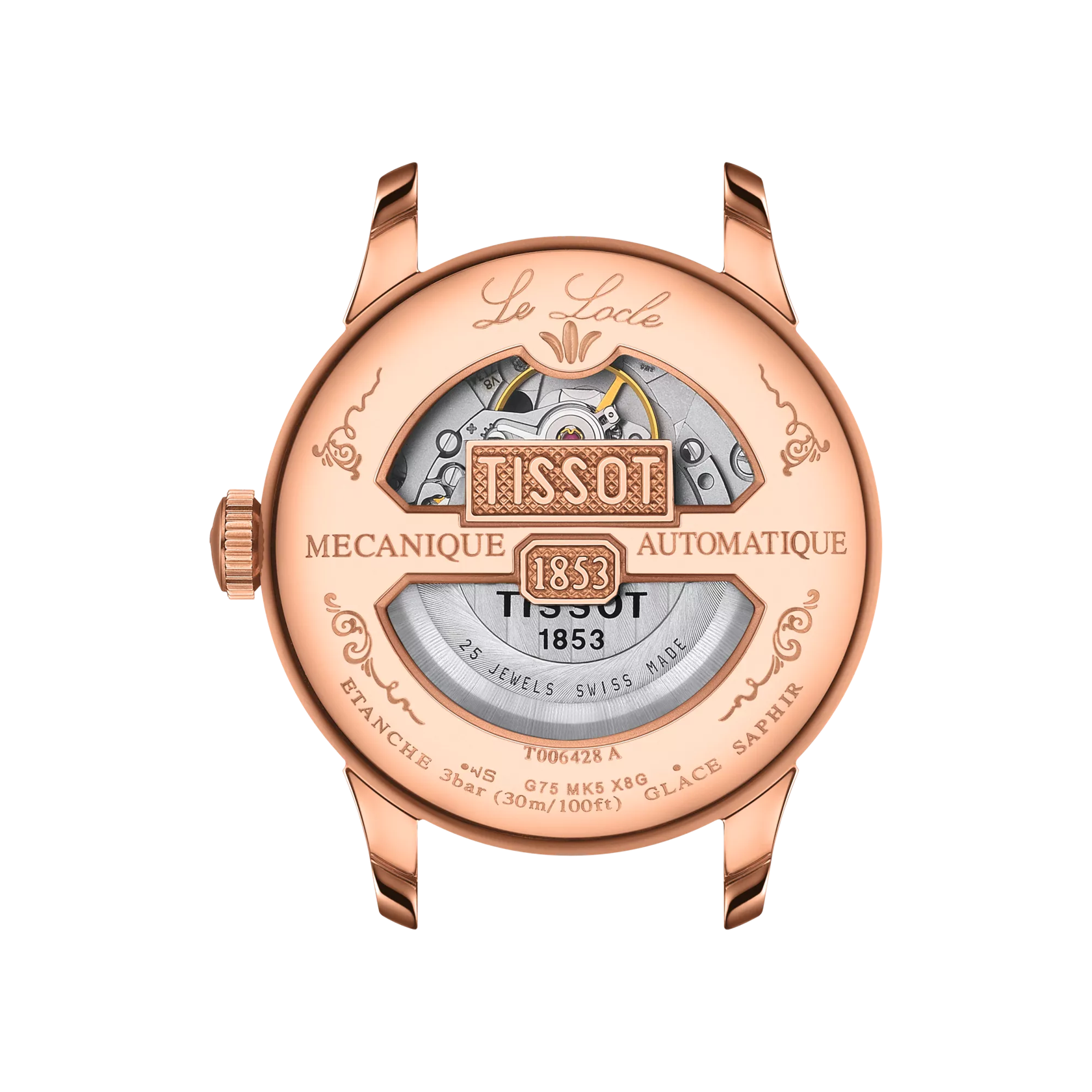 Vue arrière du boîtier de la montre Tissot Le Locle Automatique Petite Seconde