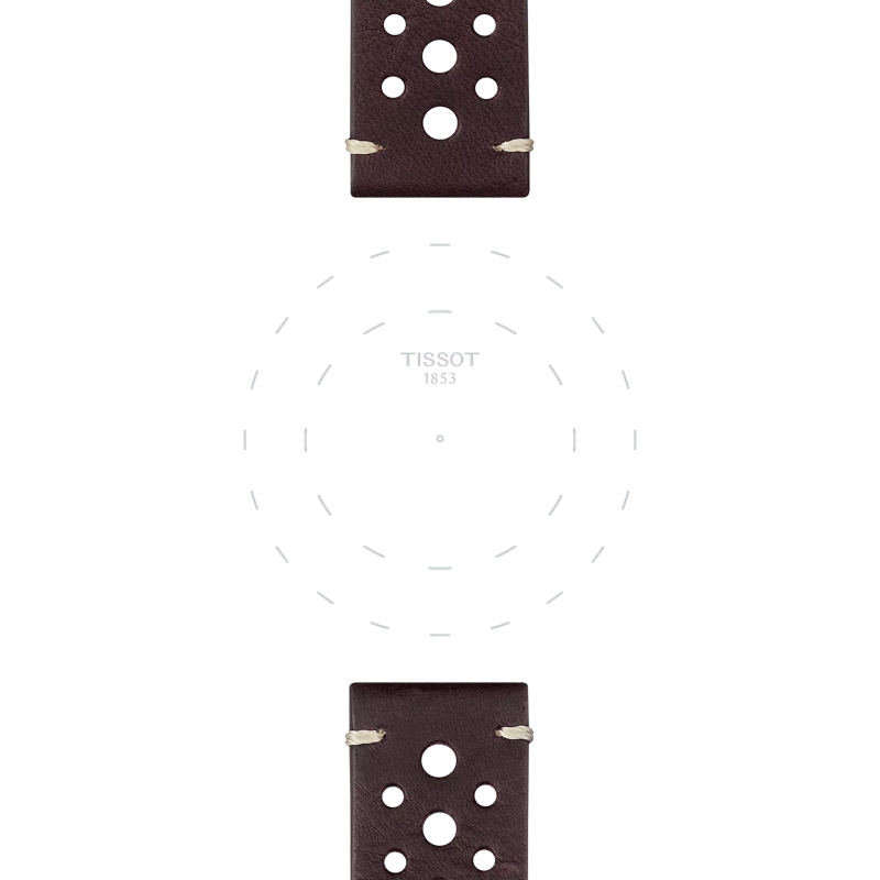 Focus on the lugs of Tissot Official Brown Leather Strap Lugs 22 mm