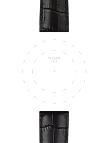 Focus on the lugs of Tissot Official Black Leather Strap Lugs 22 mm