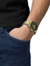 Simulation of the watch Tissot Seastar 1000 Powermatic 80 40mm on a wrist