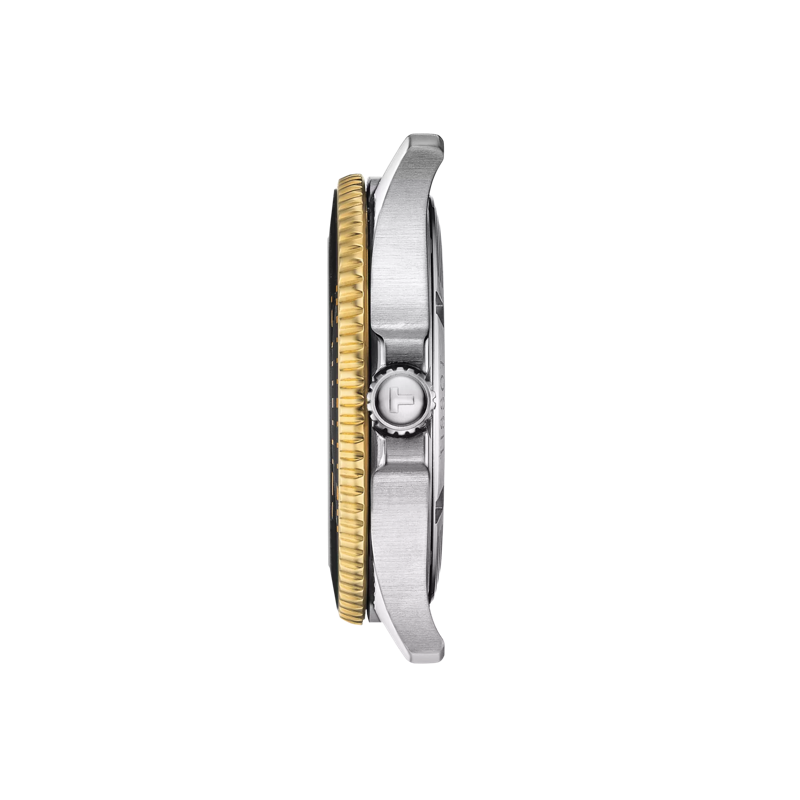 Profile view of the watch case Tissot Seastar 1000 40mm