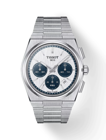 Front view of the watch Tissot PRX Automatic Chronograph 42mm with shadow