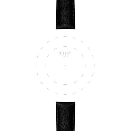 Focus on the lugs of Tissot officieel zwart kunststof band lug 16 mm