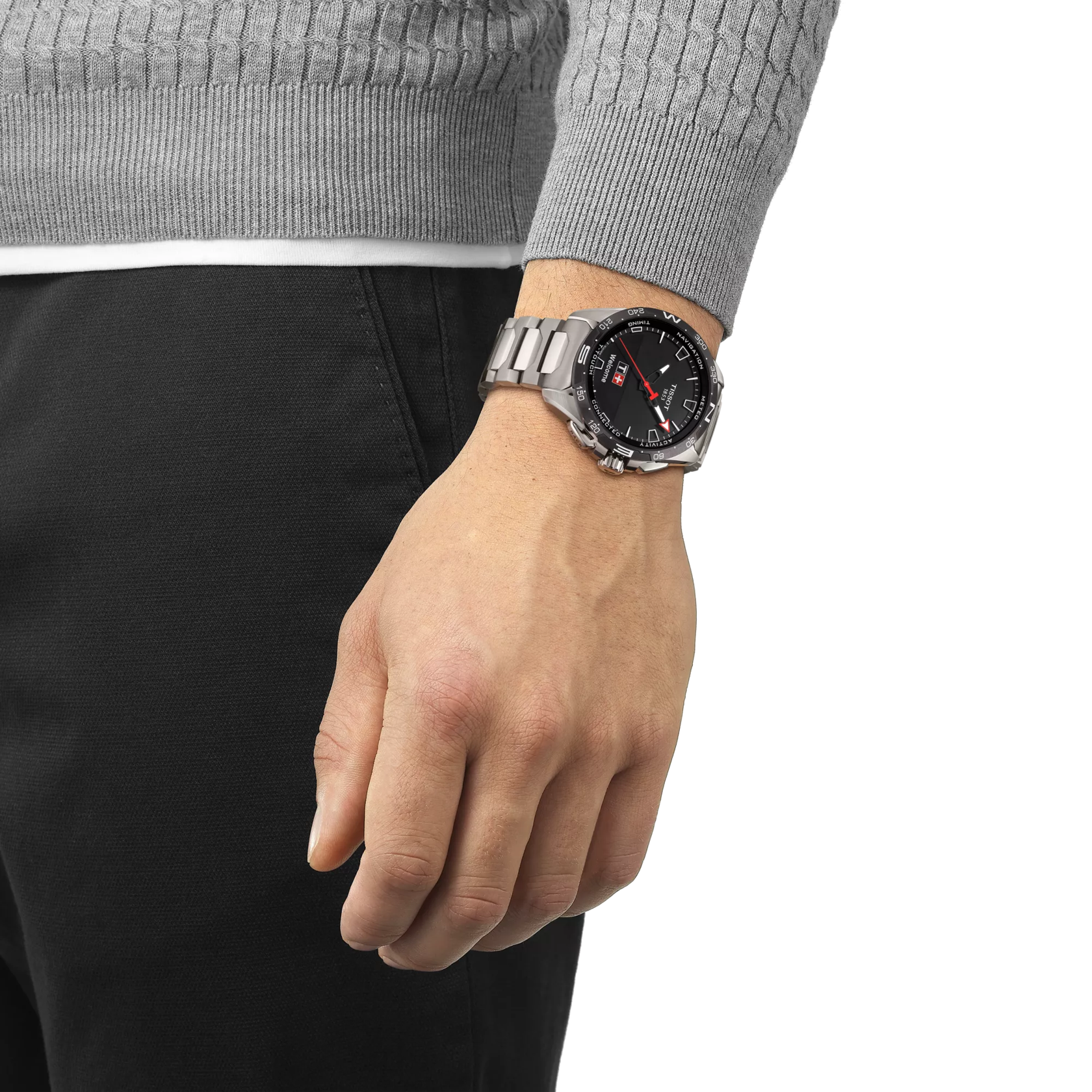 Simulation of the watch Tissot T-Touch Connect Solar on a wrist