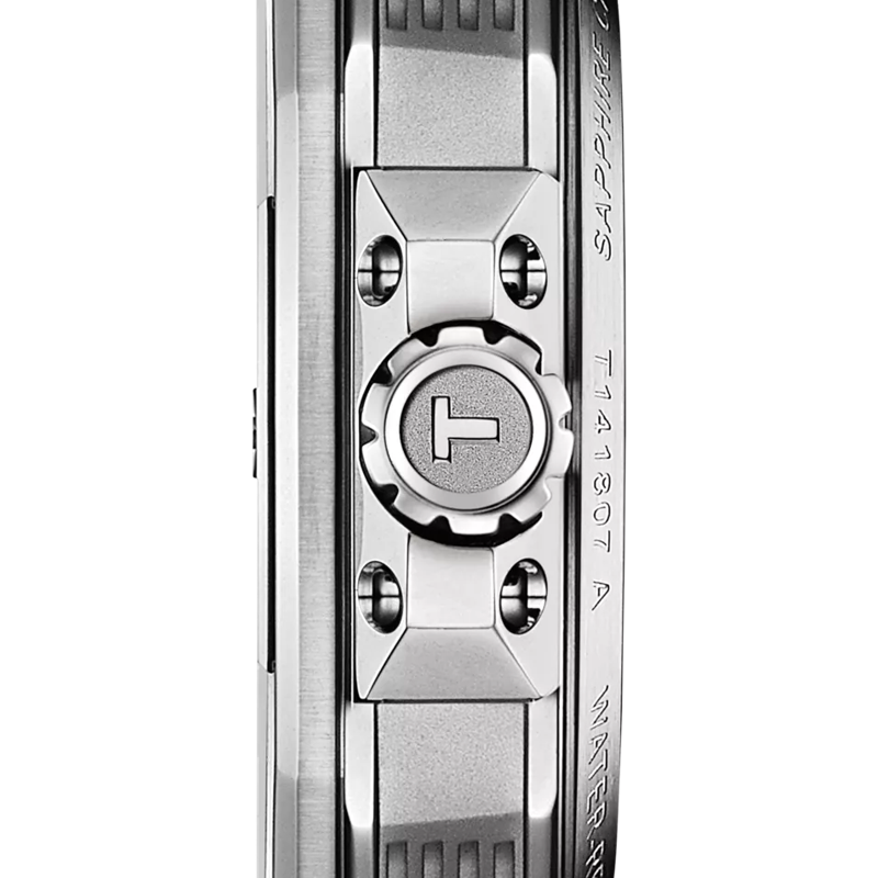 Profile view of the watch case Tissot T-Race Powermatic 80 41mm