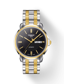 Vue de face de la montre Tissot Automatics III avec ombre