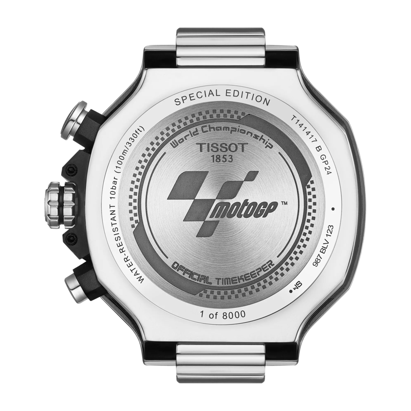 Back view of the watch case Tissot T-Race MotoGP™ Chronograph 2024 Limited Edition