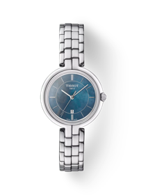 มุมมองด้านหน้าของนาฬิกา Tissot Flamingo พร้อมเงา