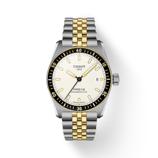 Front view of the watch Tissot PR516 Powermatic 80 with shadow