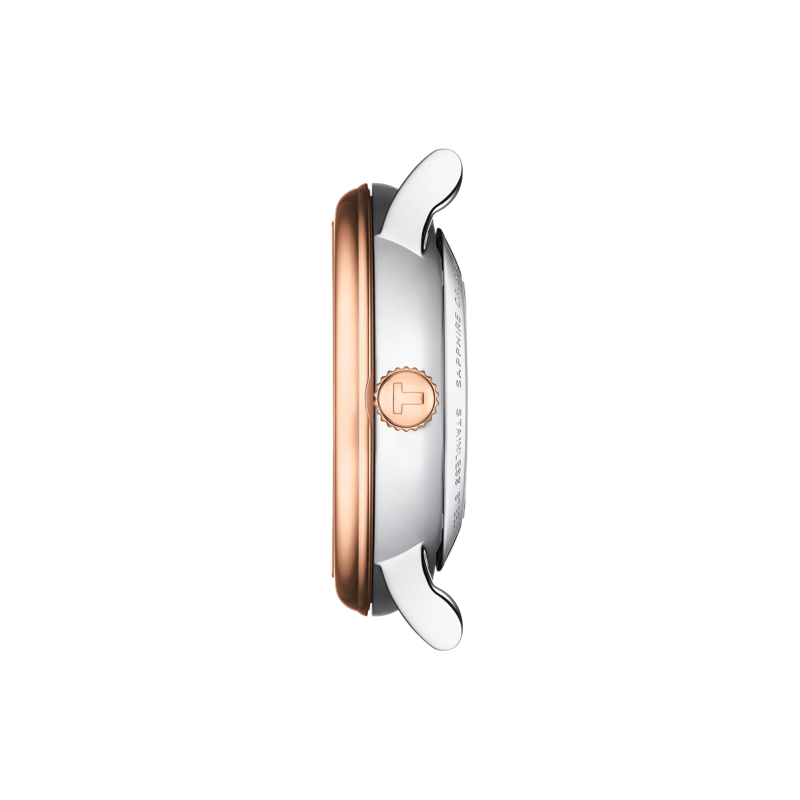 Profile view of the watch case Tissot Carson Premium Automatic Lady