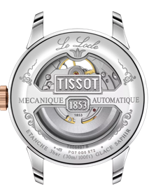 Back view of the watch case Tissot Le Locle Powermatic 80 Open Heart