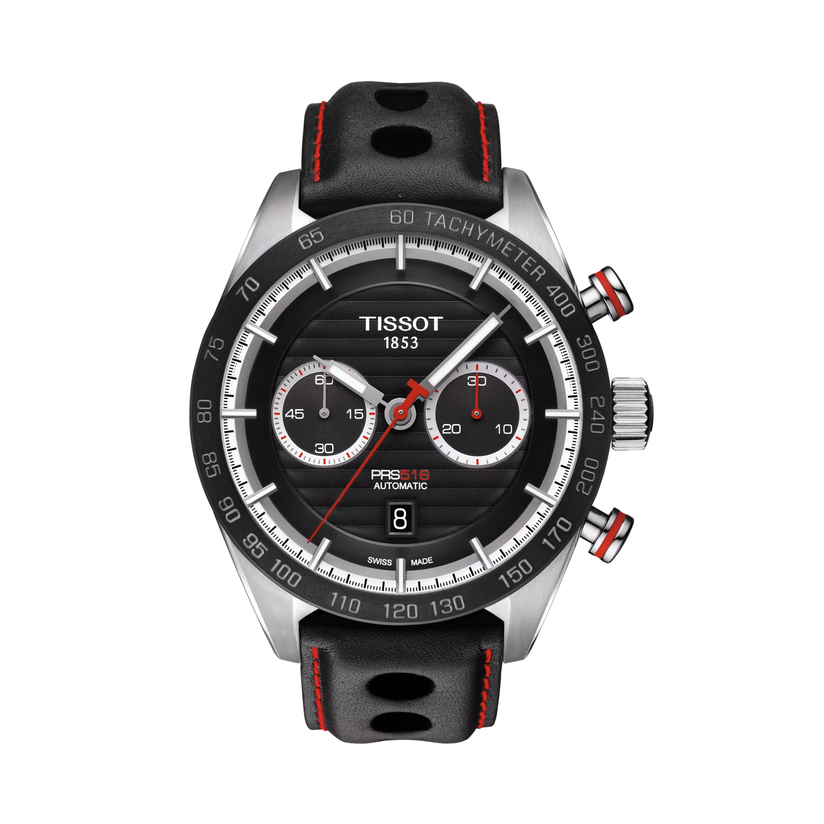 Front view of the watch Tissot PRS 516 Automatic Chronograph