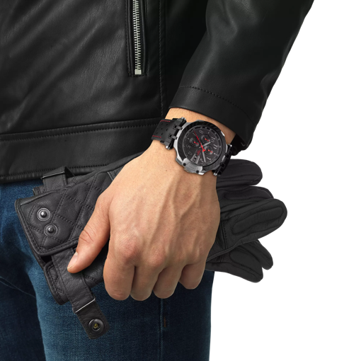 Simulation of the watch Tissot T-Race MotoGP Automatic Chronograph on a wrist