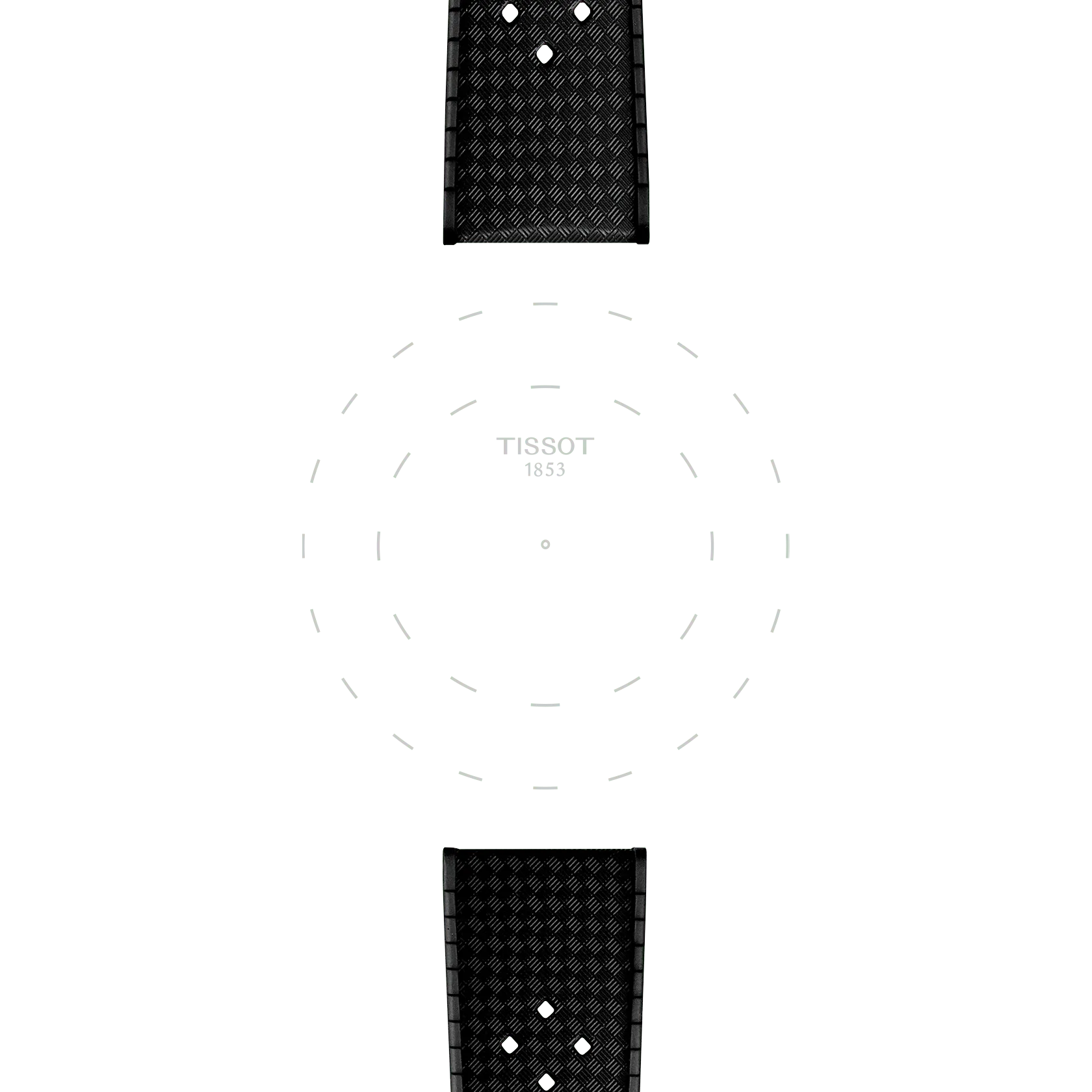 Focus on the lugs of Tissot Official Black Rubber Strap 20mm