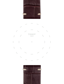 Focus on the lugs of Tissot αυθεντικό καφέ δερμάτινο λουράκι πτερύγια 22 mm
