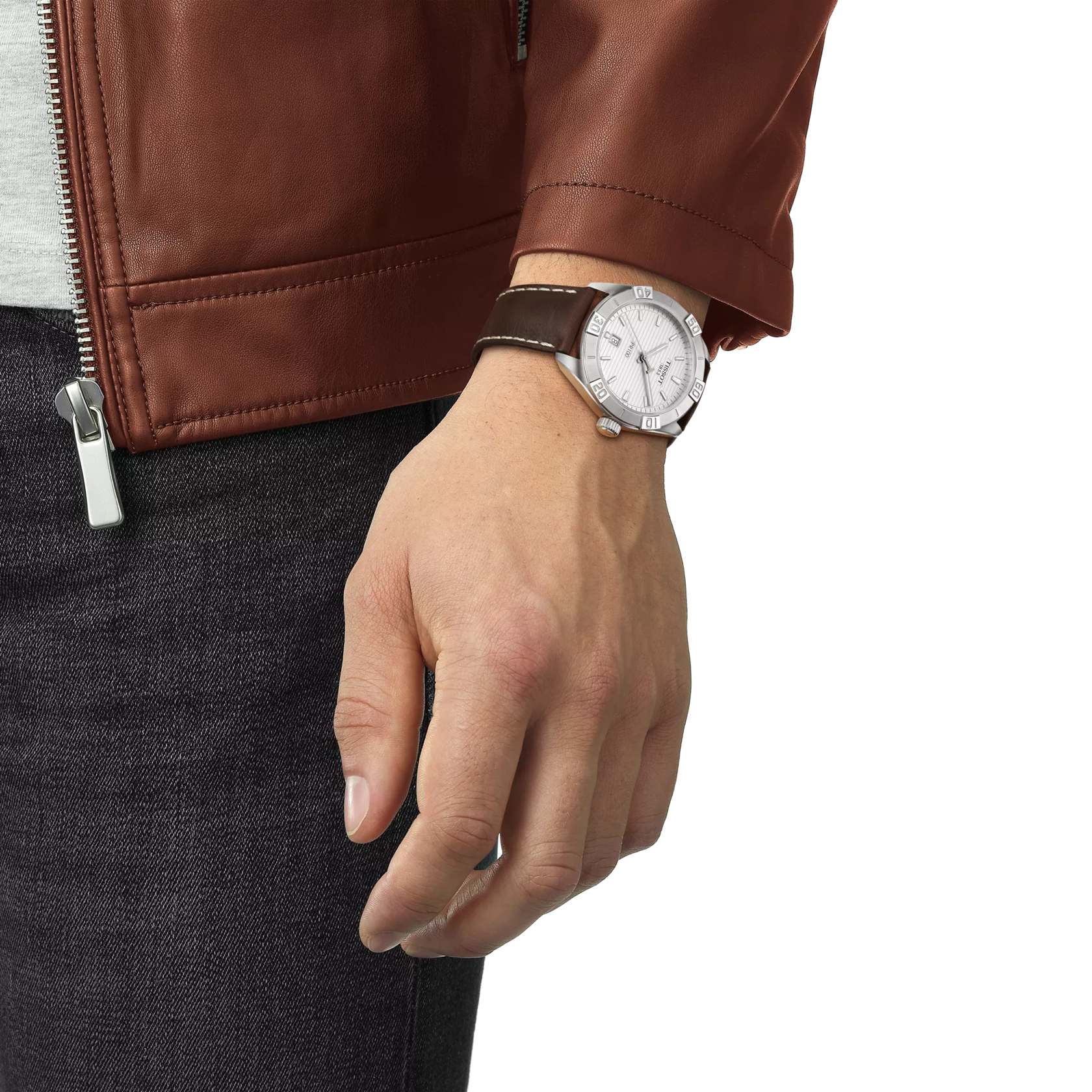 Simulation of the watch Tissot PR 100 Sport Gent on a wrist