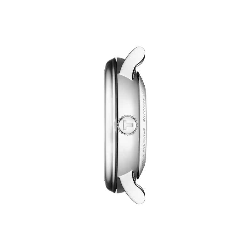 Vue de profil du boîtier de la montre Tissot Carson Premium Automatic lady