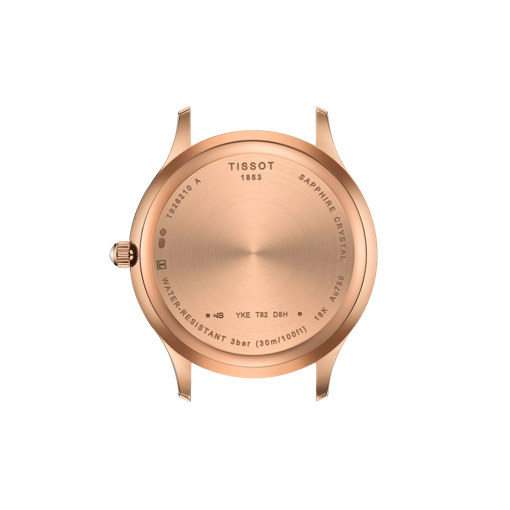 Rückansicht des Gehäuses der Uhr Tissot Excellence Lady 18K Gold