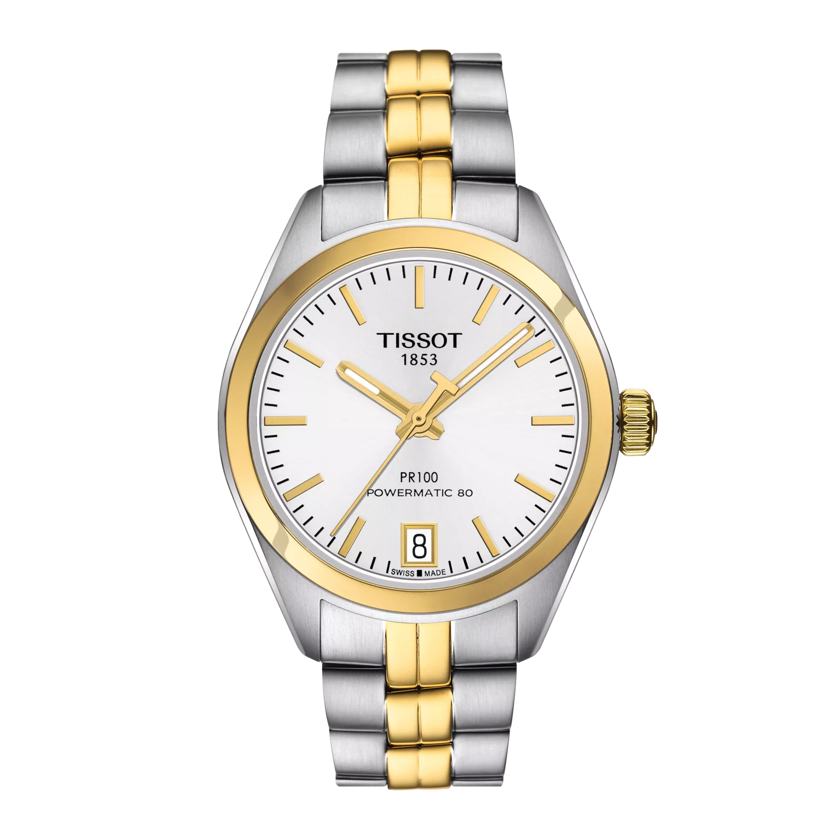 Front view of the watch Tissot PR 100 Powermatic 80 Lady