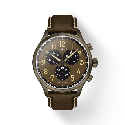 มุมมองด้านหน้าของนาฬิกา Tissot Chrono XL พร้อมเงา