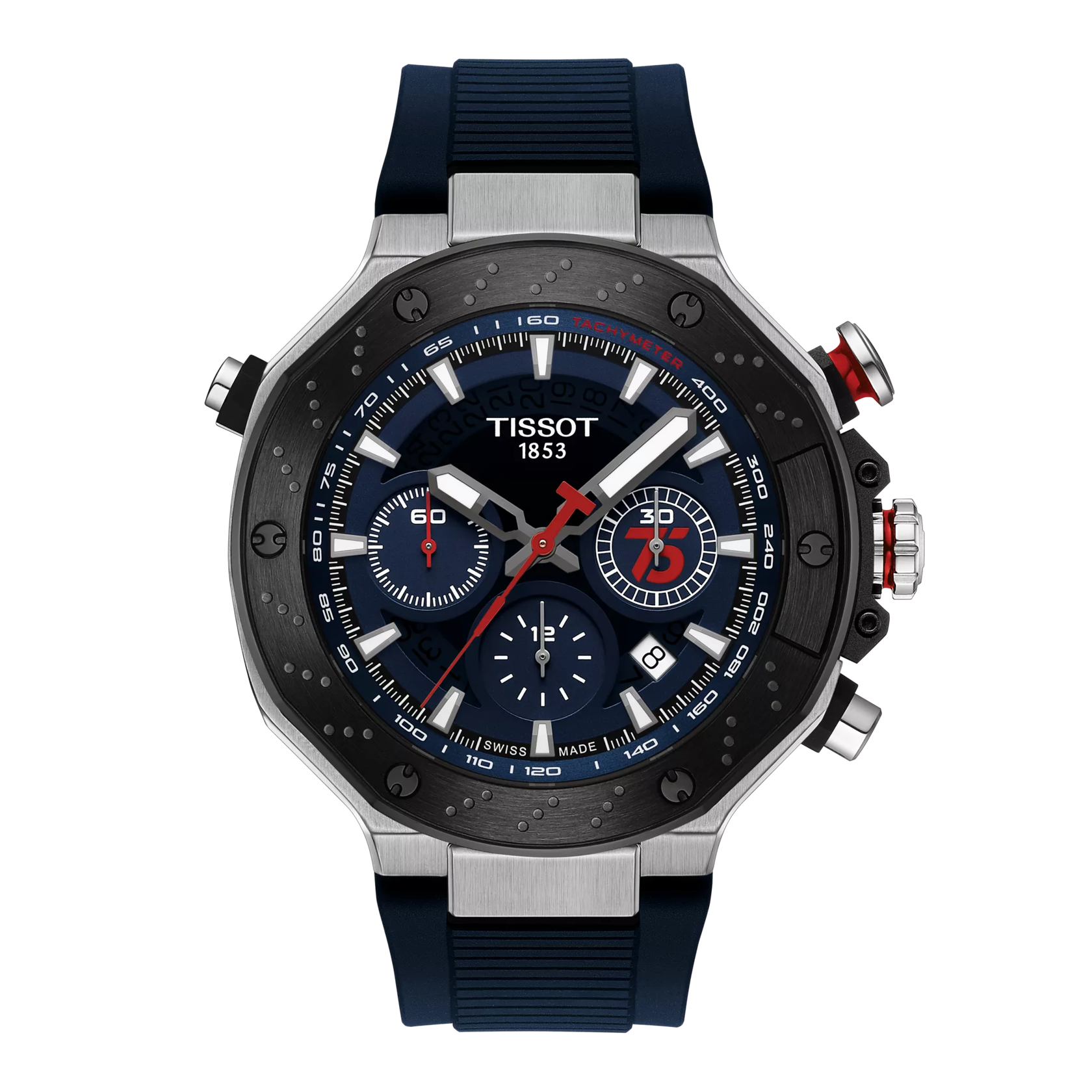 Front view of the watch Tissot T-Race MotoGP™ Automatic Chronograph 2024 Limited Edition