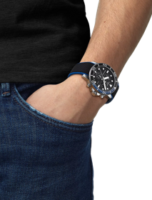 Simulation of the watch Tissot Seastar 1000 Chronograph on a wrist
