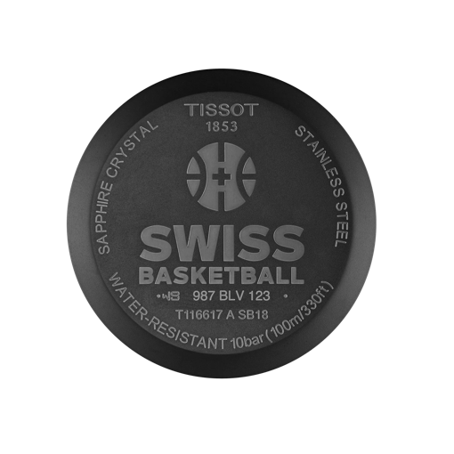 Back view of the watch case Tissot Chrono XL Swiss Basketball