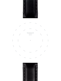 Focus on the lugs of Tissot αυθεντικό μαύρο δερμάτινο λουράκι πτερύγια 20 mm