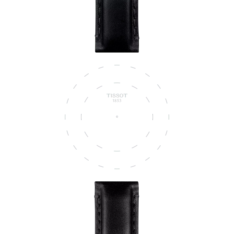 Focus on the lugs of Tissot Official Black Leather Strap Lugs 20 mm
