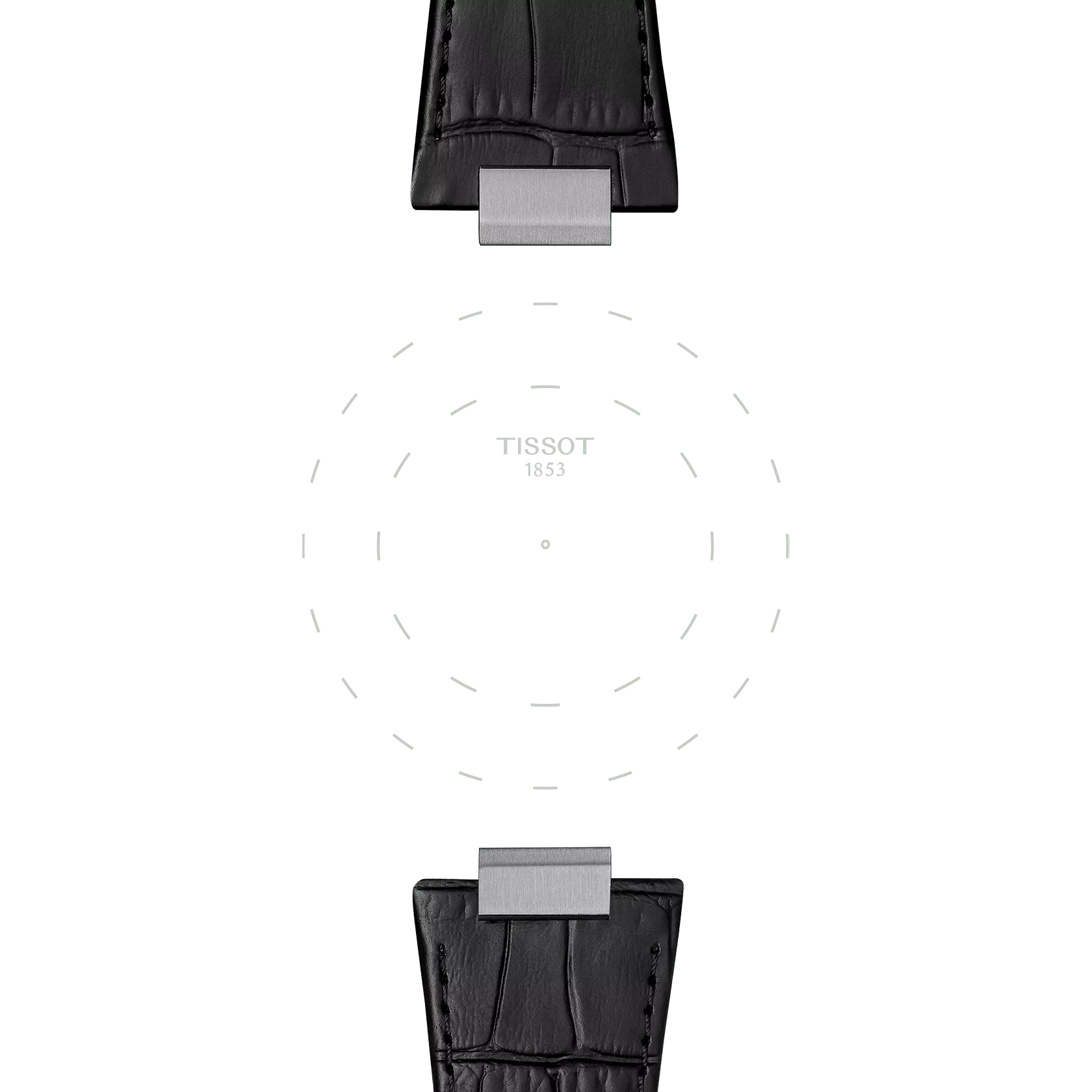 Focus on the lugs of Tissot Official Black PRX 42mm leather strap