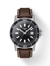Vue de face de la montre Tissot Supersport Gent avec ombre