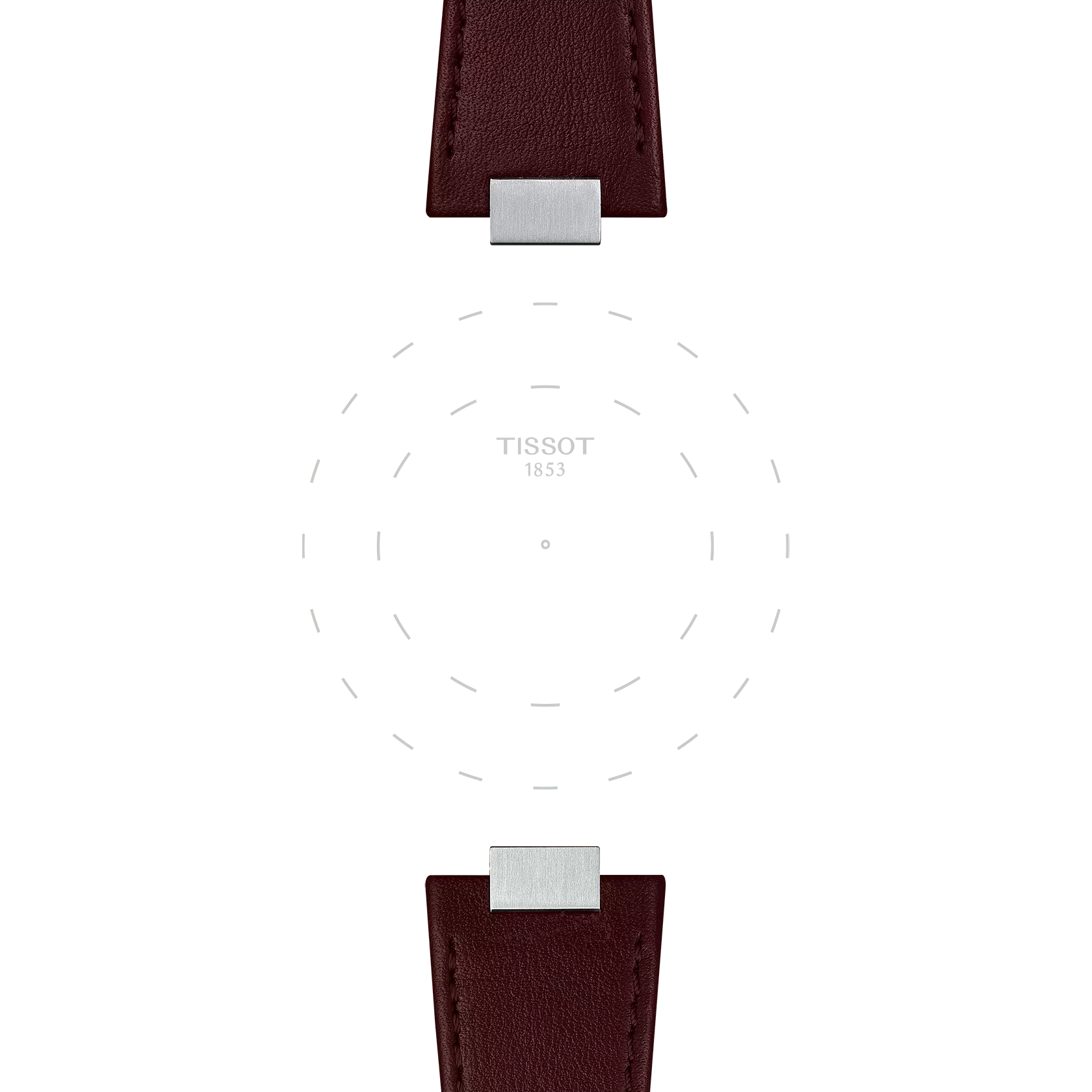 Focus on the lugs of Tissot Official Brown PRX 35mm Leather Strap