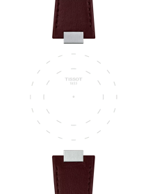 Focus on the lugs of Tissot Official Brown PRX 35mm Leather Strap