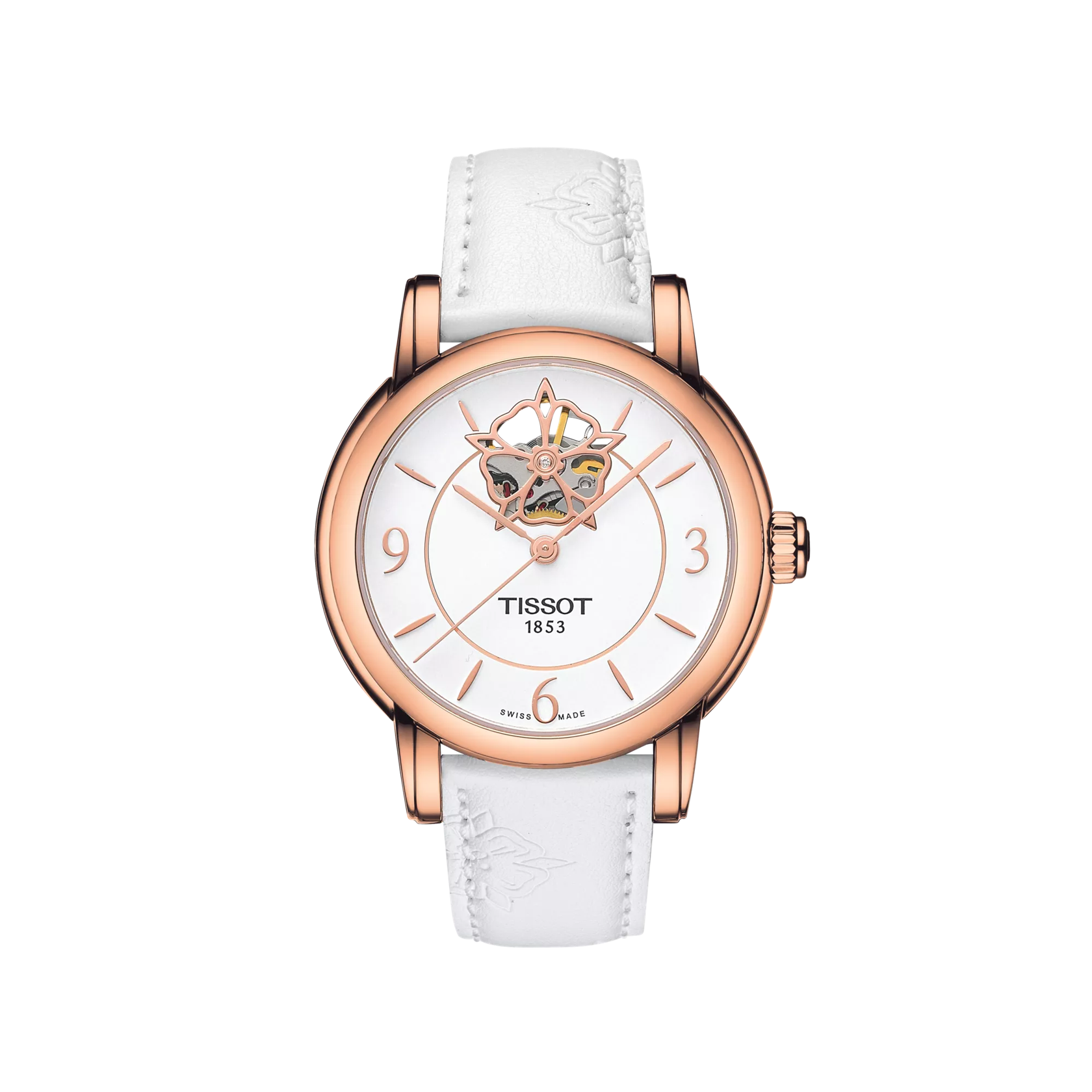 มุมมองด้านหน้าของนาฬิกา Tissot Lady Heart Powermatic 80
