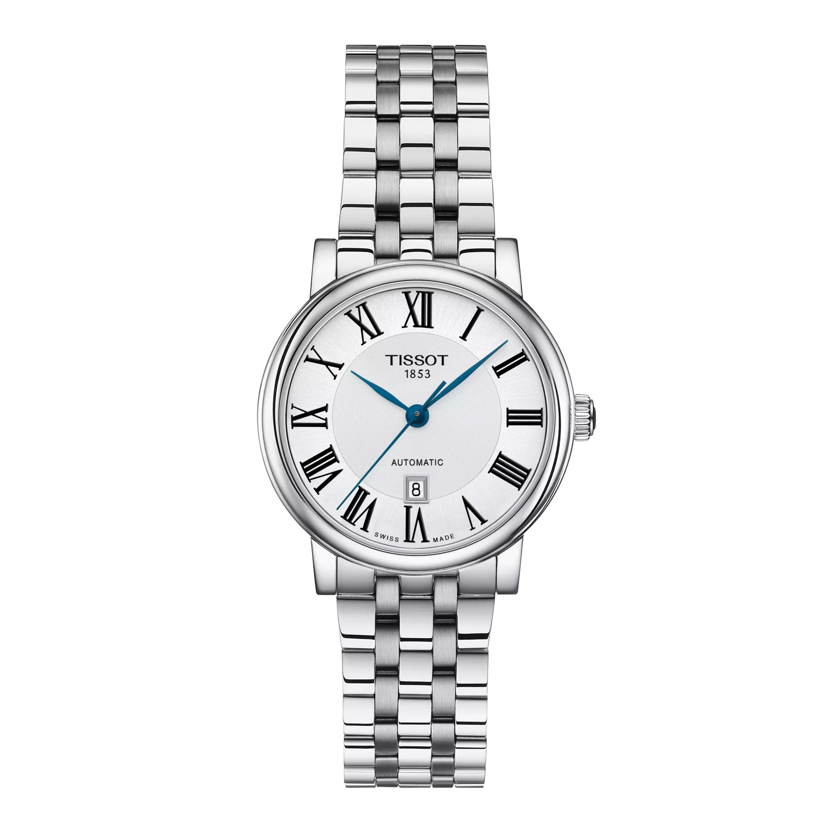 Vue de face de la montre Tissot Carson Premium Automatic lady
