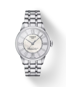 Vue de face de la montre Tissot Chemin des Tourelles Powermatic 80 Lady avec ombre