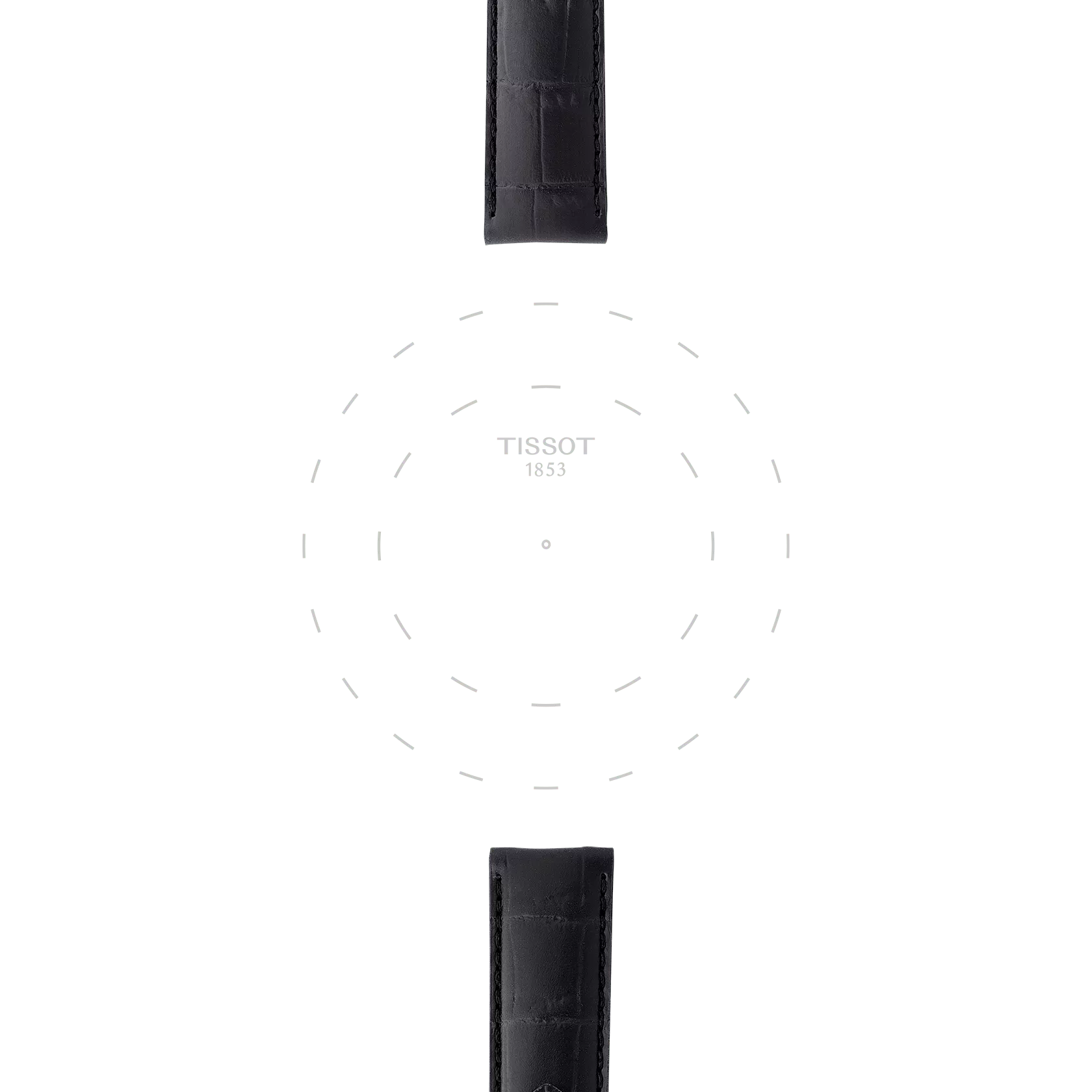 Focus on the lugs of Tissot Official Black Leather Strap Lugs 19 mm