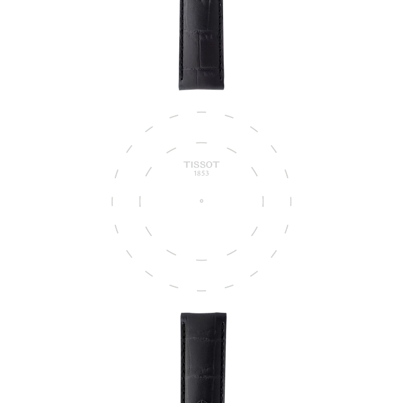 Focus on the lugs of Tissot Official Black Leather Strap Lugs 19 mm