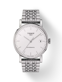 มุมมองด้านหน้าของนาฬิกา Tissot Everytime Swissmatic 40mm พร้อมเงา