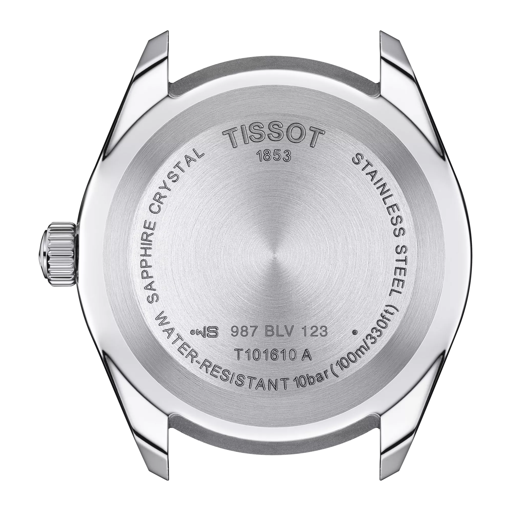 Back view of the watch case Tissot PR 100 Sport Gent
