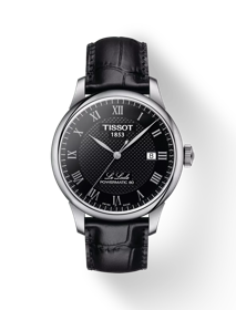 Front view of the watch Tissot Le Locle Powermatic 80 with shadow