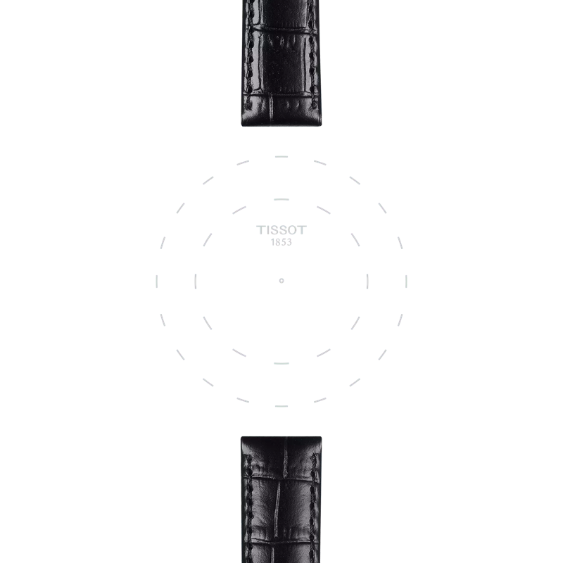 Focus on the lugs of Tissot αυθεντικό μαύρο δερμάτινο λουράκι πτερύγια 15 mm