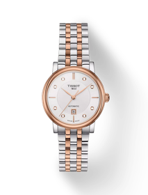 Front view of the watch Tissot Carson Premium Automatic Lady with shadow