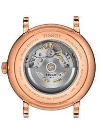 Vista posterior de la caja del reloj Tissot Carson Premium Powermatic 80